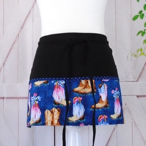 Patriotic Cowboy Boots Apron: Red, White, and Blue Half Apron with 6 Pockets