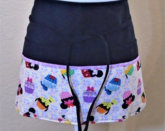 Cupcake Toss  Apron, Perfect Gift Idea, Vendor/Server/Waitress/Utility/Teacher Apron, Half Apron with 6 pockets