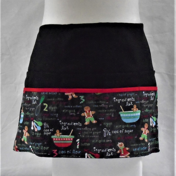 Festive Gingerbread Delight: Gingerbread Cookies and Utensils Apron, Christmas Apron, Vendor/Server/Waitress/Utility/Teacher Apron 6 pockets