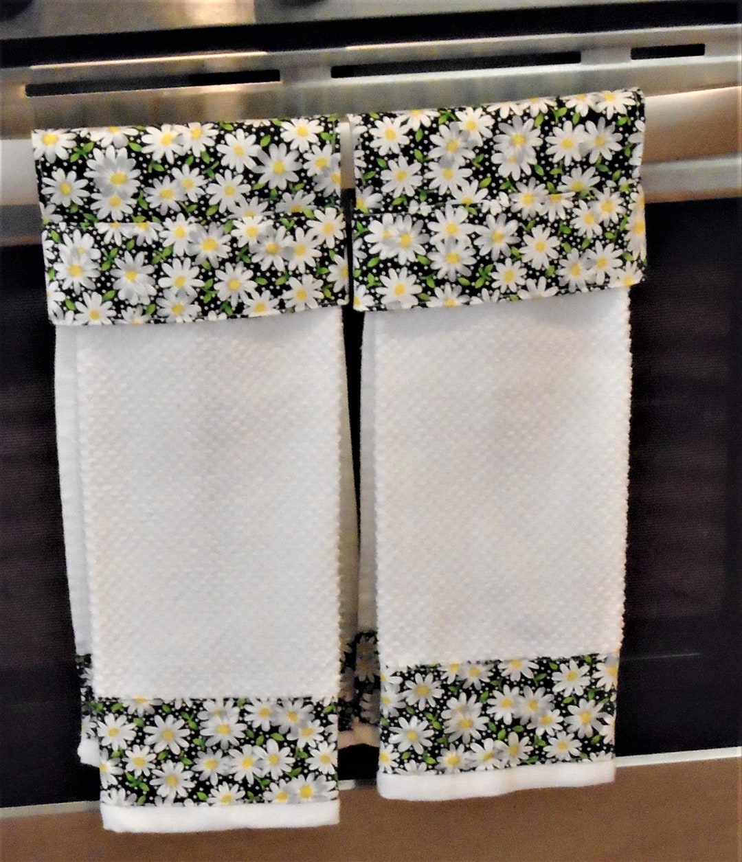 Handmade Hanging Kitchen Towels Featuring Daisies and Dots Etsy