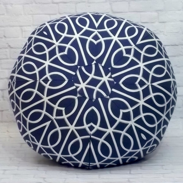 CUSTOM LISTING for Kaitlin neverandalways---Geometric Navy and White Floor Pouf