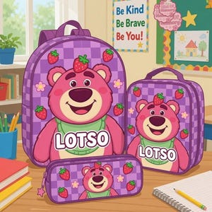 disney pixar:lotso cosplay sherpa mini backpack Toy Story Lotso Bear Plush Pink Get Lojos Mojo Say hello to your new berry best accessory Lotso Bear Backpack - Etsy