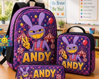 Personalized Jax Digital Circus Backpack, Custom Name TADC School Bag, Amazing Digital Circus Backpack, Jax Pomni Bag, School Supply Gift