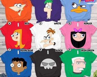 Phineas & Ferb Costume Shirt, Perry Dr Heinz Isabella Candace Jeremy Shirt, Phineas And Ferb Matching Shirt, Hallowen Costume