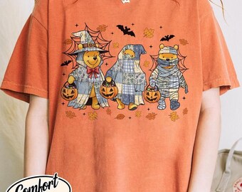 Retro Winnie The Pooh Halloween Shirt Pooh Bear Halloween Ghost Shirt, Pooh Halloween Costume Shirt, Fall Leaf Shirt, Autumn Vibes Shirt 03
