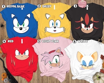 Sonic Halloween Costume Shirt Sonic the Hedgehog Costume Knuckles Miles Amy Rose Shirt Sonic Birthday T-shirt Halloween Family Group Tee