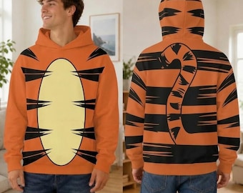 Tigger Halloween Hoodie Sweatshirt, Winnie the Pooh Halloween Costume For Family Group Shirt, Tigger Animal Halloween Cosplay Costume Tee 16
