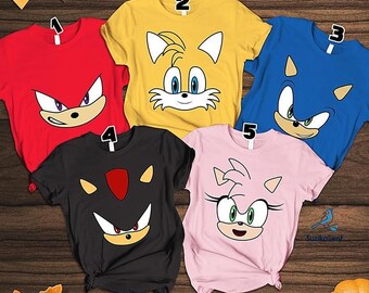 Sonic the Hedgehog Costume Shirt, Sonic Costume Shirt, Miles Tails Prower Amy Rose Costume Shirt, Matching Family Halloween Costume Shirt