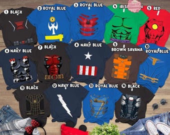 Halloween Costume Shirt Matching Costumes Shirt SpiderMan IronMan CaptainAmerica Tee Superhero Family Group Shirt 00