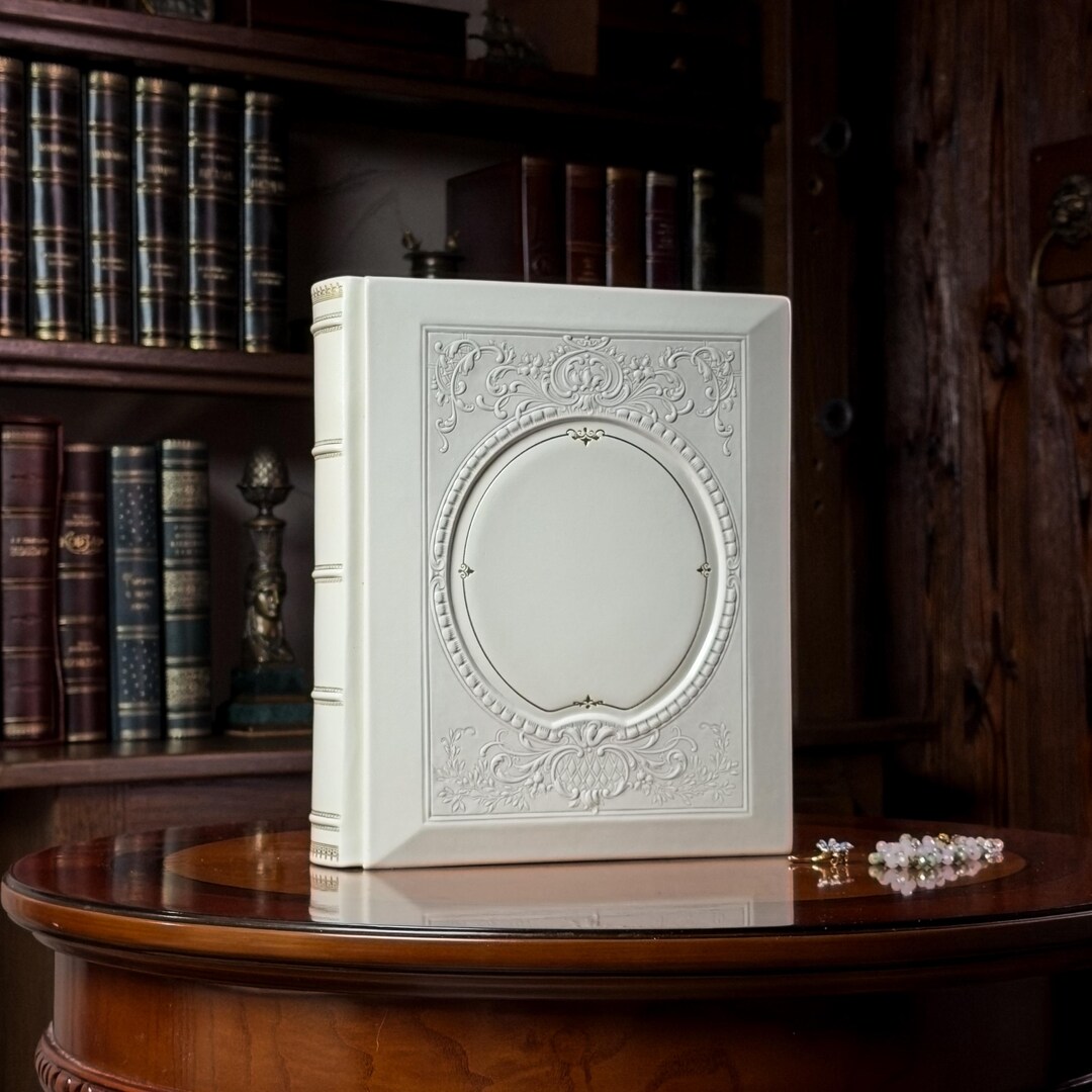 Ivory Leather Wedding Album, Elegant Heirloom Photo Album, Personalized ...