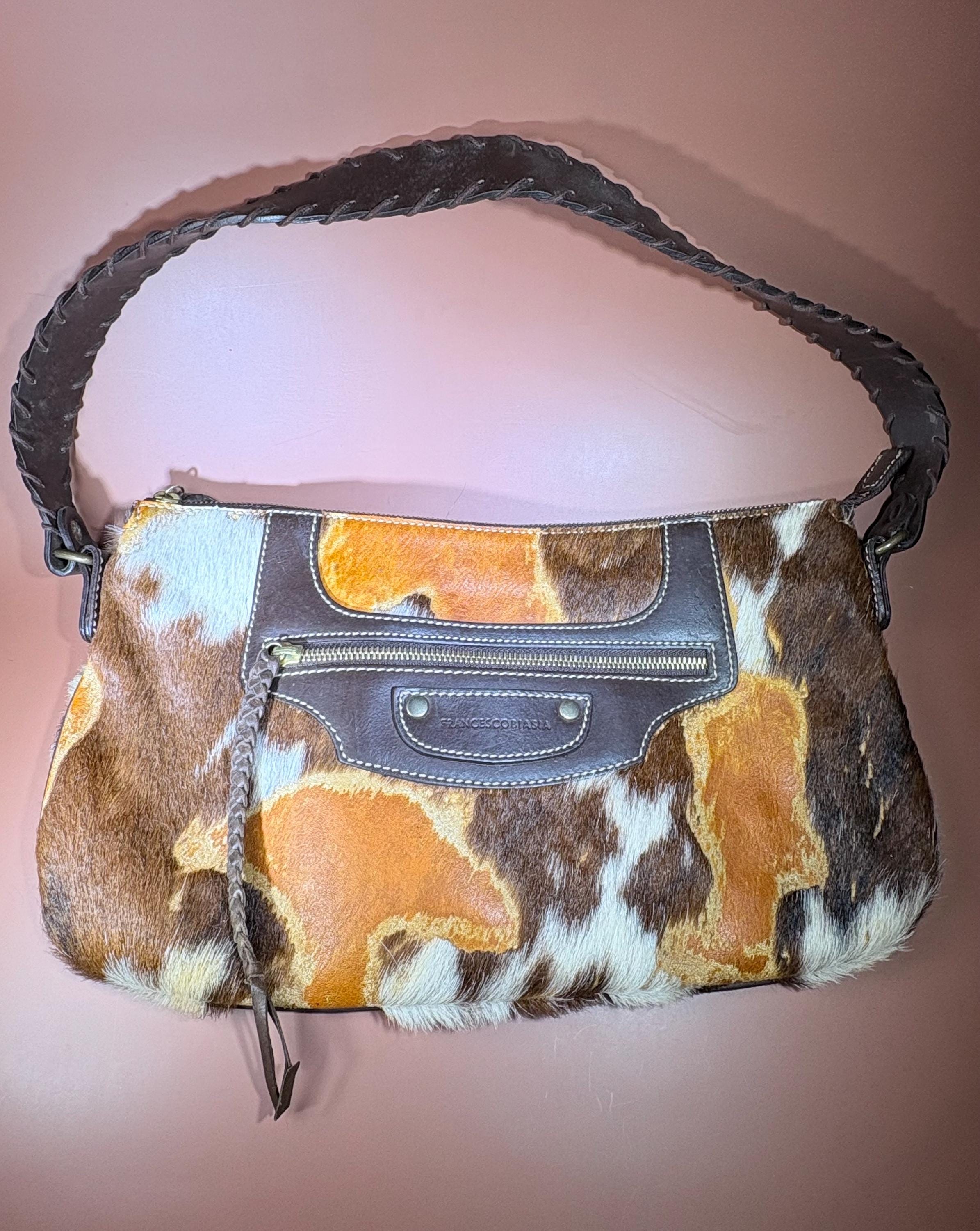 Vintage Francesco Biasia Cowhide Pony Hair Shoulder Bag | Y2K 