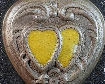 Antique - Vintage Stamped Sterling Silver and Enamel Puffy Heart Charms - Variety