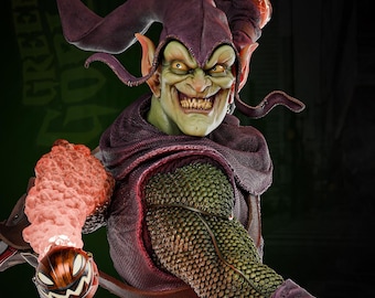 Goblin Fanart STL Statue + Bust | 1/6 Scale | Villain Rider with Glider & Pumpkin Bomb Base | 3D STL Print File Model Download