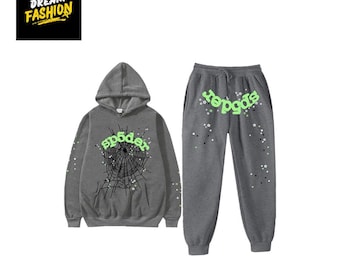 Spider Web  Grey Tracksuit: Unisex Hoodie & Jogger Set