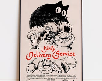 Digitalt tryck av Kiki’s Delivery Service – Studio Ghibli Anime-väggkonst med Kiki och Jiji