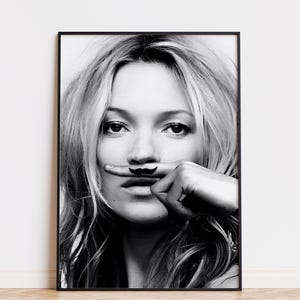 Kate Moss Portrait Print - Black and White Fashion Photo (Digital Download)
