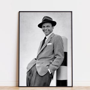 Frank Sinatra Smiling Black White Shot Digital Dowload Print Poster