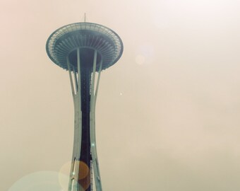 Space Needle in the fog photo, Space Needle canvas, Space Needle print, Seattle photography, Seattle print, Seattle Canvas