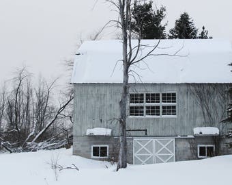 Snowy Barn Photo, Snowy Barn Canvas, Snowy Barn Print, Michigan art, Barn art, Northern Michigan photo, oversized canvas