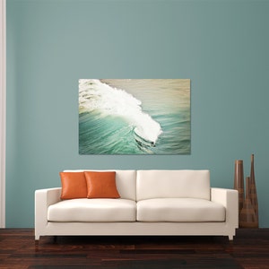 Wave photo canvas, blue green water, pacific ocean photo, southern california, beach photography, seascape, oversized print, turquoise image 2