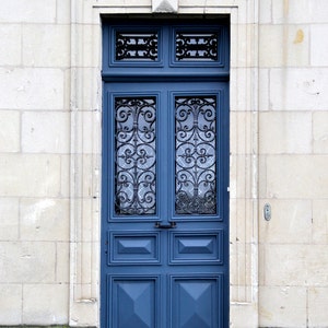 French blue door photo, French door canvas, French door print, french photography, blue and white, ornate door photo, france photo