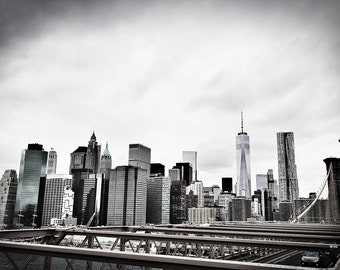 Manhattan print, Freedom Tower print, Manhattan canvas, Freedom Tower canvas, NYC black and white photo, Manhattan photo