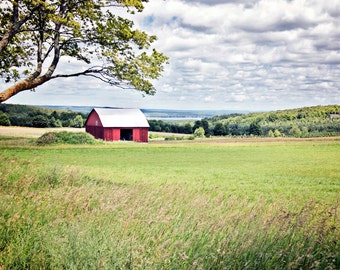 Red barn canvas, red barn print, barn photo, rural midwest farm photo, Midwest farm print, farm canvas