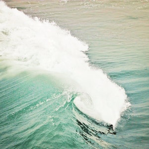 Wave photo canvas, blue green water, pacific ocean photo, southern california, beach photography, seascape, oversized print, turquoise