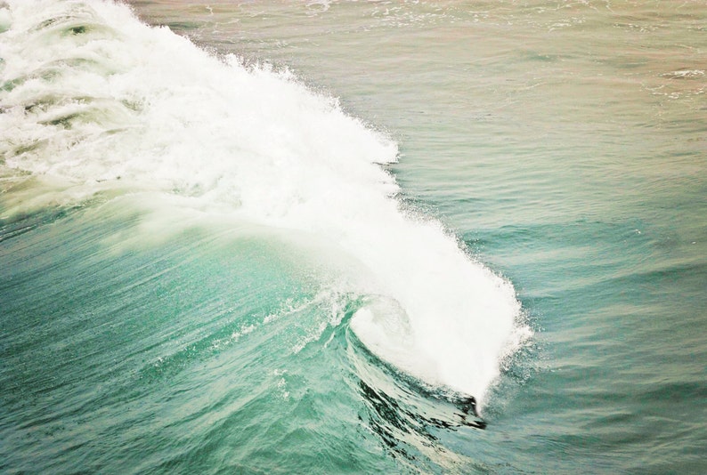 Wave photo canvas, blue green water, pacific ocean photo, southern california, beach photography, seascape, oversized print, turquoise image 1