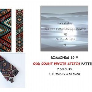 Diamonds 10 - Peyote Stitch Odd Count Beading Pattern