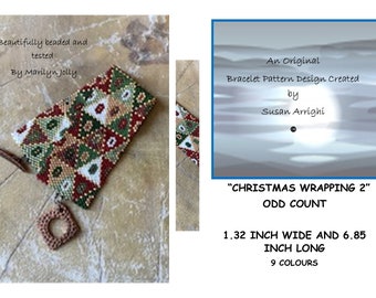 Christmas Wrapping 2  - Peyote Stitch ODD Count Beading Bracelet Pattern