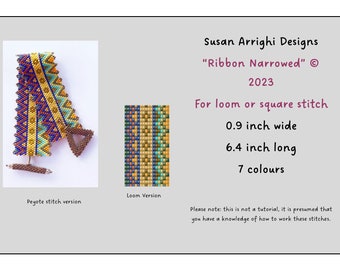 RIBBON NARROWED - Loom/Square Stitch Bracelet Pattern -