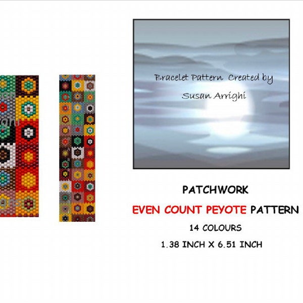 Peyote Beading Pattern -  Even Count in Miyuki Delicas - Patchwork