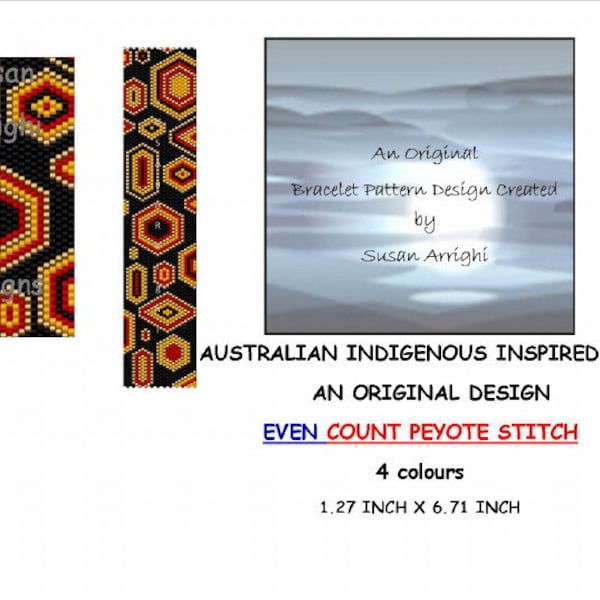 Couleurs de l'Outback australien - Motif de point de peyote pair