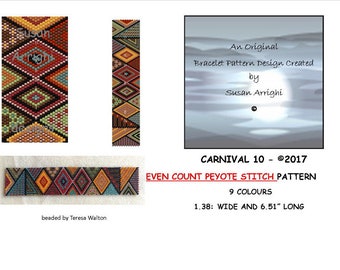 Peyote Stitch Beading Bracelet Pattern -  Carnival 10