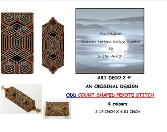 ART DECO 2 -  Shaped Bracelet -  Peyote Stitch ODD Count Beading Pattern