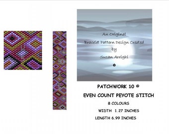 PATCHWORK 10  - Peyote Stitch EVEN count Beading Pattern
