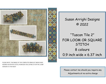 TUSCAN TILE 2 for loom- Loom or square stitch pattern