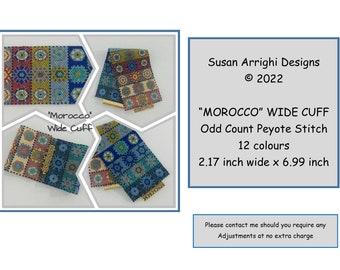 MOROCCO WIDE Cuff -  Peyote Stitch ODD Count Beading Pattern