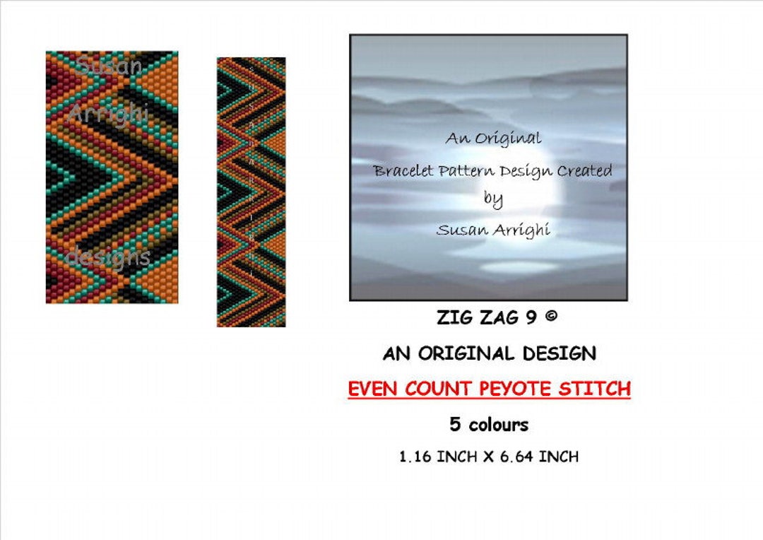 ZIG ZAG Peyote Stitch Even Count Beading Pattern Finland