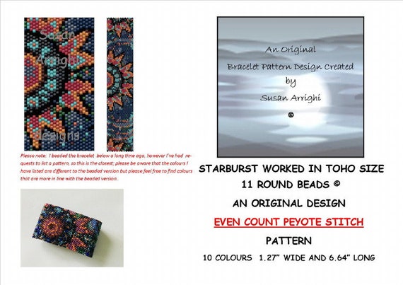 Starburst Peyote Beading Pattern Even Count In Toho Size Etsy