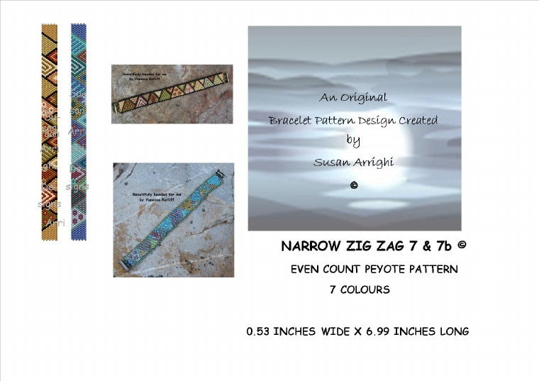 Narrow ZIG ZAG 7 and 7B -peyote Stitch Beading Bracelet Pattern - Etsy