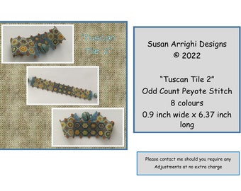 TUSCAN TILE 2 -  Peyote Stitch ODD Count Beading Pattern