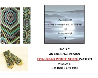 HEX 1  - Peyote Stitch Even Count Beading Pattern