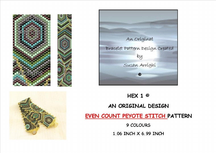 HEX Peyote Stitch Even Count Beading Pattern