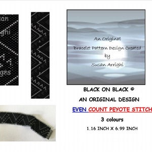 Black on Black Peyote Stitch Even Count Beading Pattern image 1