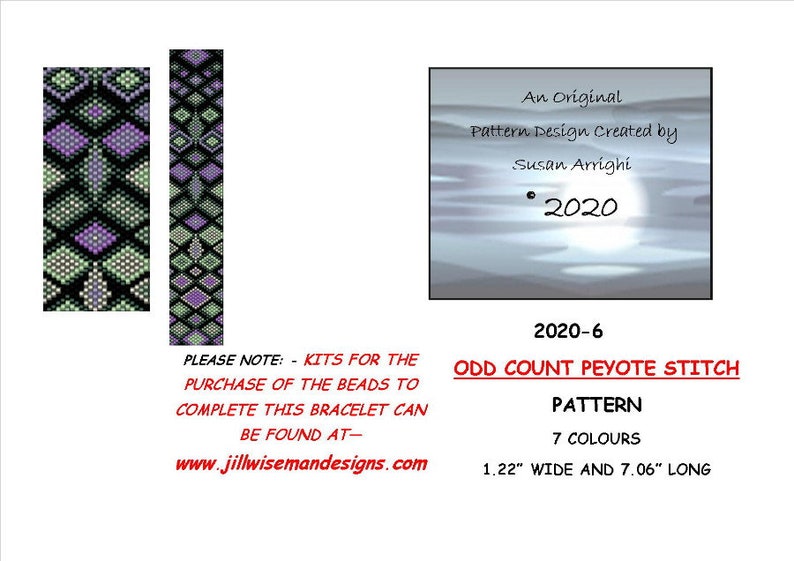 2020-6 Peyote Stitch ODD Count Beading Pattern image 1