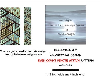 DIAGONALS 3 - Peyote Stitch EVEN Count Beading Pattern