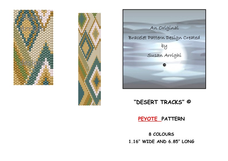 DESERT TRACKS Peyote Stitch Even Count Beading Pattern image 1