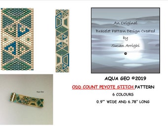 AQUA GEO - Peyote Stitch ODD Count Beading Pattern